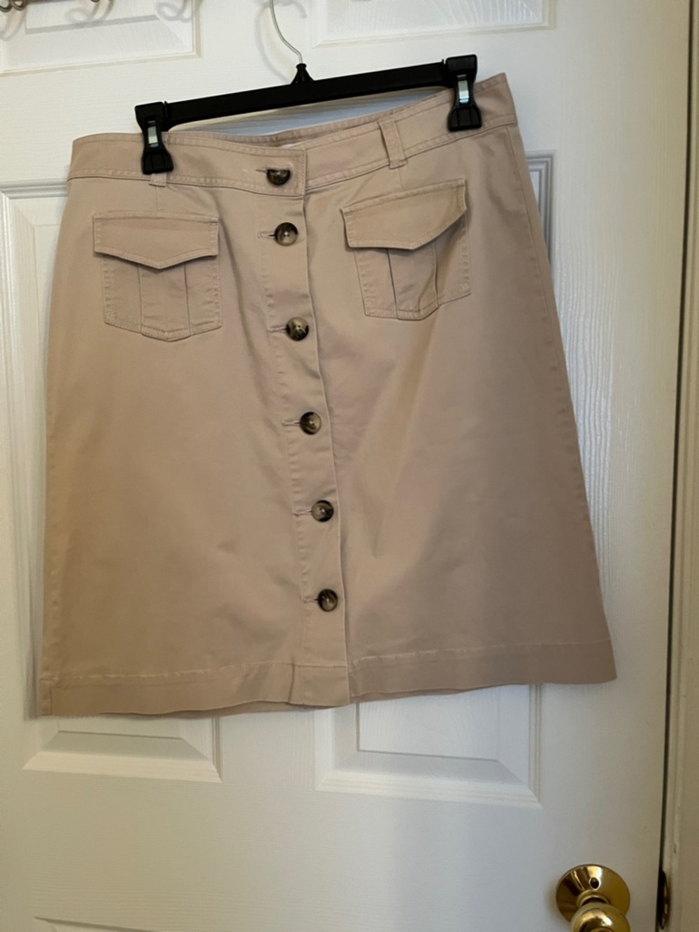 Kate Hill Beige Button-Front A-Line Skirt